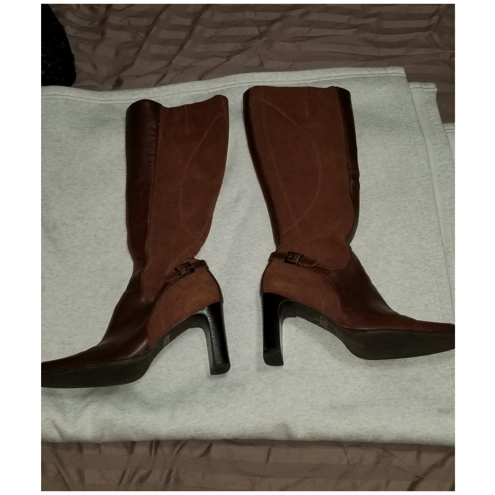 Ladies boots, brown, suede/leather, size 9